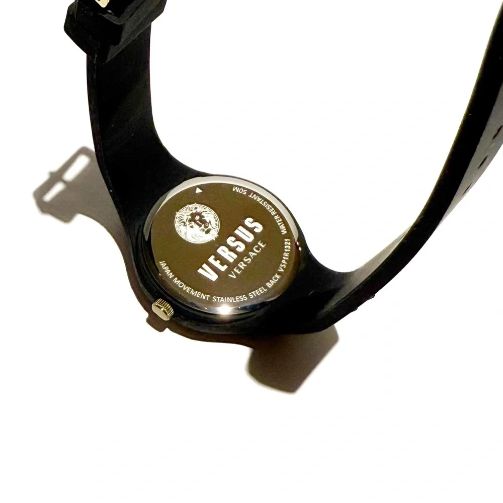 VERSACE Versus Versace Black Gold Lion Head Watch NWT